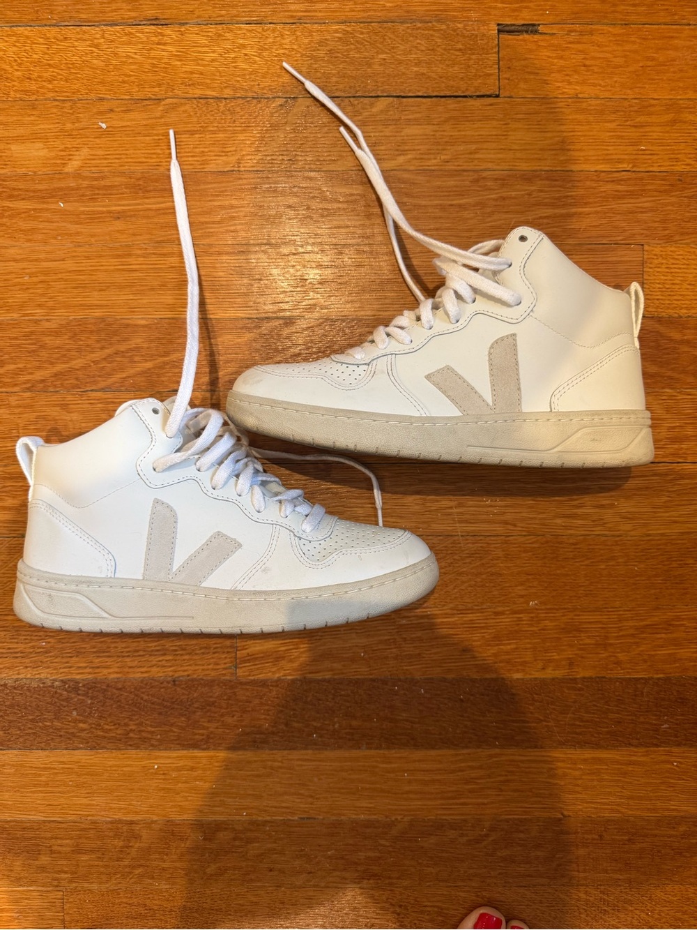Veja White and Cream High-Top Sneakers